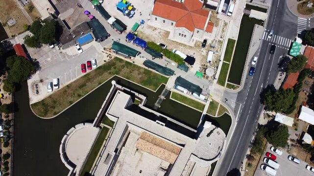 Ston, Croatia. Aerial drone view.