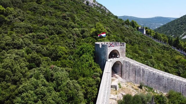 Ston, Croatia. Aerial drone view.