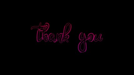 Animated Thank You outline animation on black background - Powered by Adobe