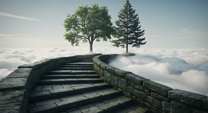 Stone Steps Above Clouds