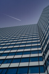 Skyline view, modern architecture meets boundless skies, a peaceful flight.