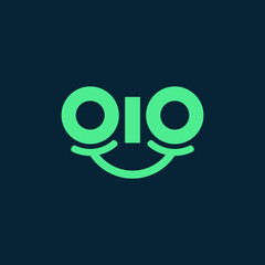 Modern Lime Green OIO Initials Logo with Smile