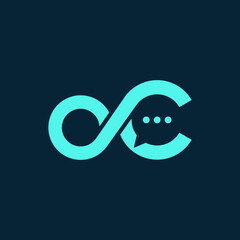 Obraz premium Modern Teal Infinity Symbol with Abstract C and Speech Bubble Logo