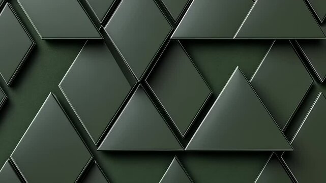 Dark green geometric pattern of overlapping triangles and diamonds