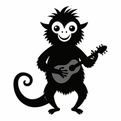 Vector illustration of a monkey playing the guitar