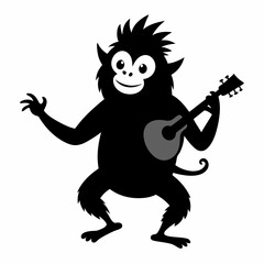 Vector illustration of a monkey playing the guitar