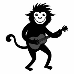 Vector illustration of a monkey playing the guitar
