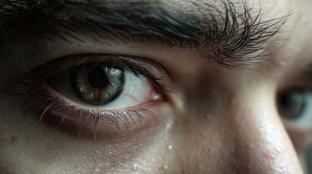 Anticipation and anxiety in eyes classroom realistic photograph close-up emotional perspective - Powered by Adobe