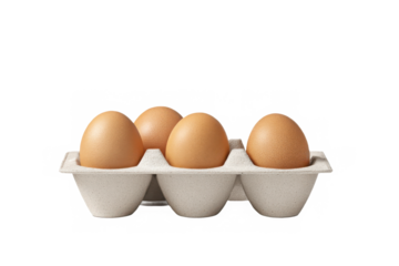 Brown chicken eggs in carton food isolated on transparent background