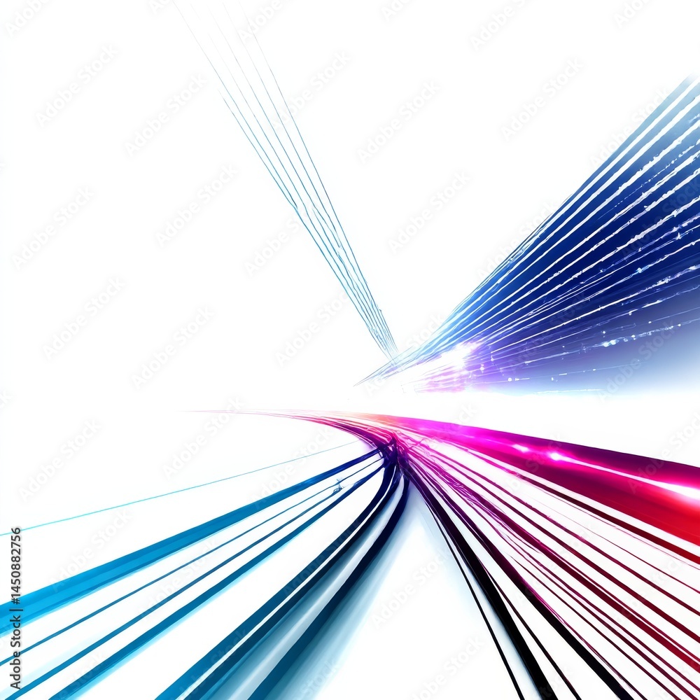 Poster abstract light trails in blue, red, and white: a modern design with dynamic energy and futuristic el