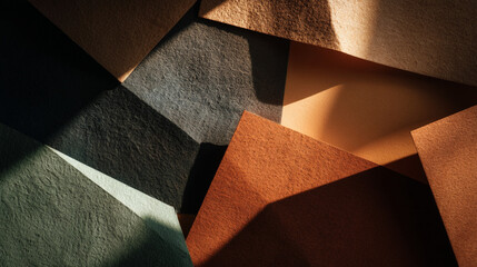 Colorful textures and shadows create an abstract composition in natural light