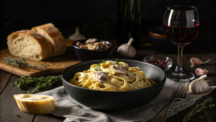 Dramatic Dark Mood Italian Pasta Cuisine