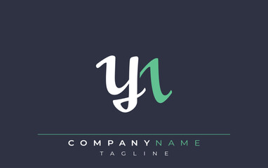 Obraz premium Elegant Stylized YN Lettering Design. Stylish Modern Logo featuring Monogram Letters in White and Teal Shade