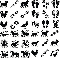 Large Animal Silhouette Set | Wildlife & Pet Icons Collection Mega Pack of Animal Silhouettes | Forest, Farm & Wild Beast Icons