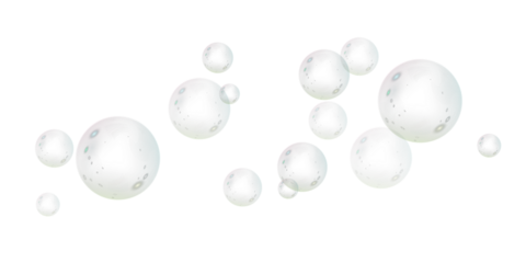Realistic soap vector bubbles png isolated on transparent background. The effect of falling and flying bubbles. Glass bubble effect.	
