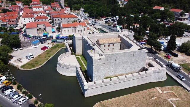 Ston, Croatia. Aerial drone view.