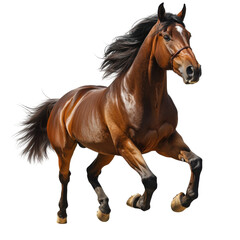 Obraz premium Galloping horse in open field animal action shot outdoor scene. Isolated on transparent background, png.