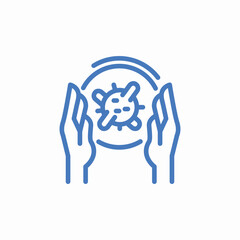 hands holding virus icon sign vector