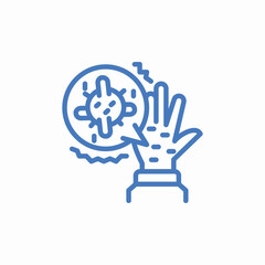 hand with virus icon icon sign vector