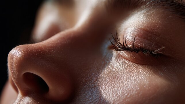 Deep inhalation moments intimate close-up photography calm environment serene viewpoint