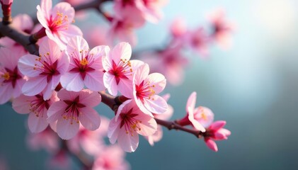 Naklejka premium Delicate pink cherry blossoms, intricate branch details, flower, japan