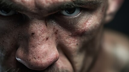 Naklejka premium Intense fighters focused stare gym realistic photograph dramatic lighting close-up inner strength