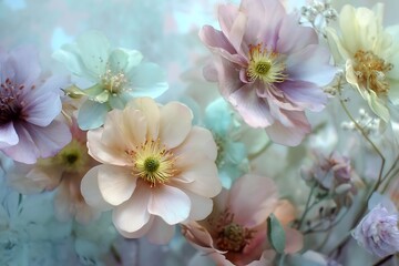 Ethereal pastel flower background subtle petals  
