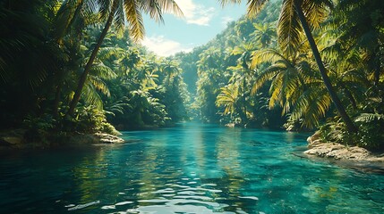 Fototapeta premium Exotic island bay with clear water high resolution picture
