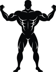 Iconic Bodybuilder Silhouette, Flexed Strength Pose
