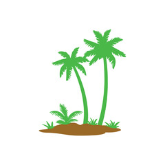 Obraz premium Green palm trees on tropical island illustration.