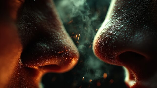 Anger display flared nostrils close-up realistic photography intense environment dramatic viewpoint