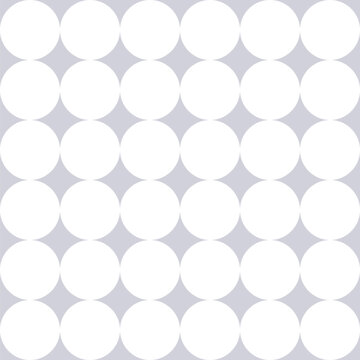 Seamless geometric vector pattern, simple white circles on soft gray background