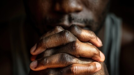 Fototapeta premium Hands held in front of chest in prayer, clean lighting