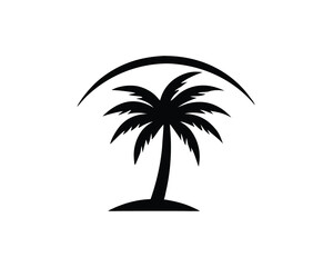 Tropical Paradise Silhouette: A minimalist silhouette of a majestic palm tree against a serene, clean background, invoking feelings of escape, peace, and the beauty of the tropics. 