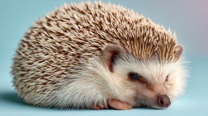 Obraz premium Hedgehog curled up on soft studio background
