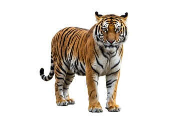 Obraz premium Full Body Bengal Tiger Standing on White Background