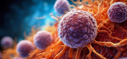 Tumor microenvironment background with cancer cells -wide angle