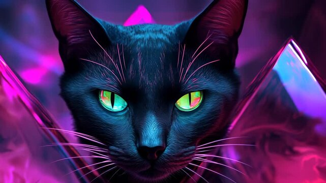 Giant cat paw made of liquid gradient slowly squishes and expands in colorful fluid motion