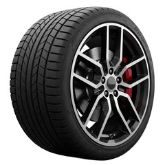 Obraz premium High-Performance Tire on Alloy Wheel. clipart isolated on transparent background. png
