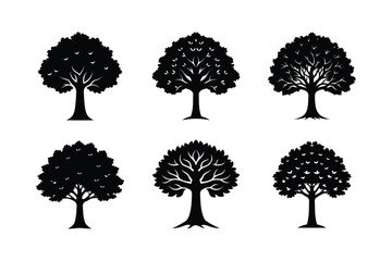 set of trees silhouettes