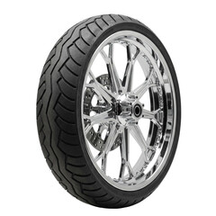 Motorcycle Tire on Chrome Spoked Wheel. clipart isolated on transparent background. png