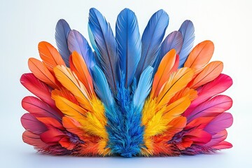 Vibrant colorful feather arrangement showcasing nature's stunning spectrum