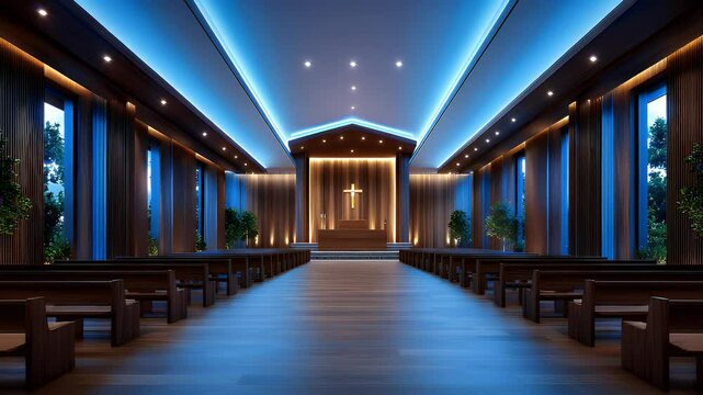 Inside a Wooden Church Chapel Architectural Design