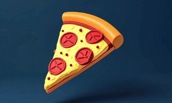 Cartoon pizza slice with pepperoni and cheese