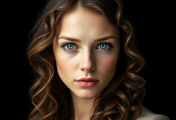 Fototapeta premium Female portrait on black background