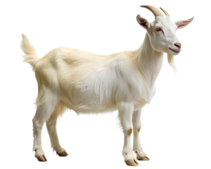 White Goat Side View Isolated White Background	