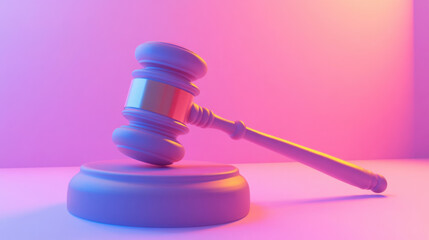Order in Style: Cartoon Judge’s Gavel on Vibrant Background

