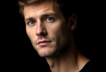 Fototapeta premium Male portrait on black background