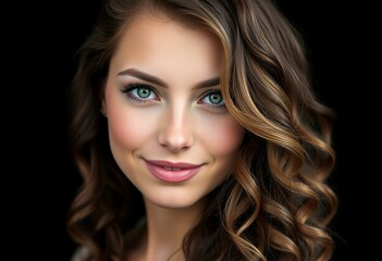 Fototapeta premium Female portrait on black background