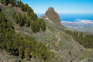 hiking tourist trail in mountains